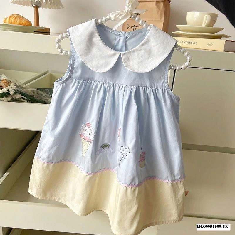 ĐẦM XANH PHỐI MÀU CỔ SEN