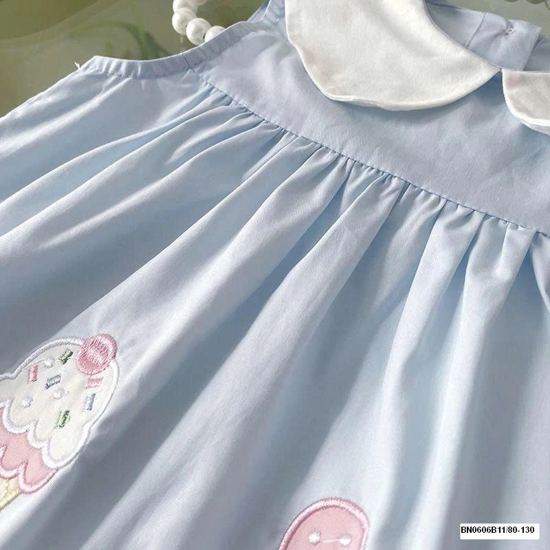 ĐẦM XANH PHỐI MÀU CỔ SEN