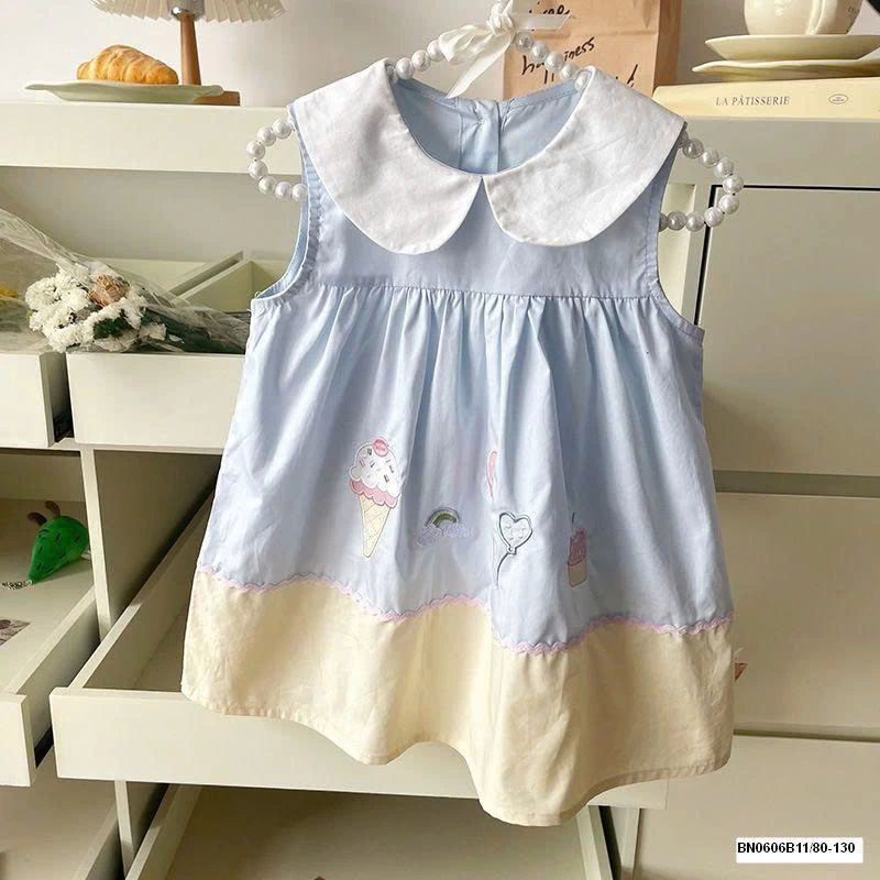 ĐẦM XANH PHỐI MÀU CỔ SEN