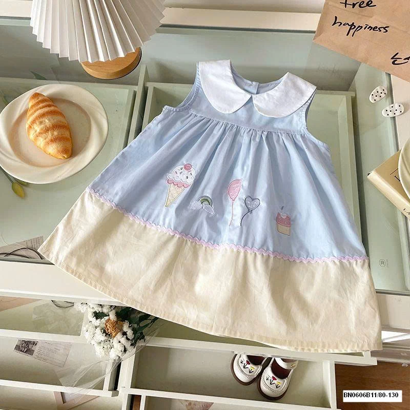 ĐẦM XANH PHỐI MÀU CỔ SEN