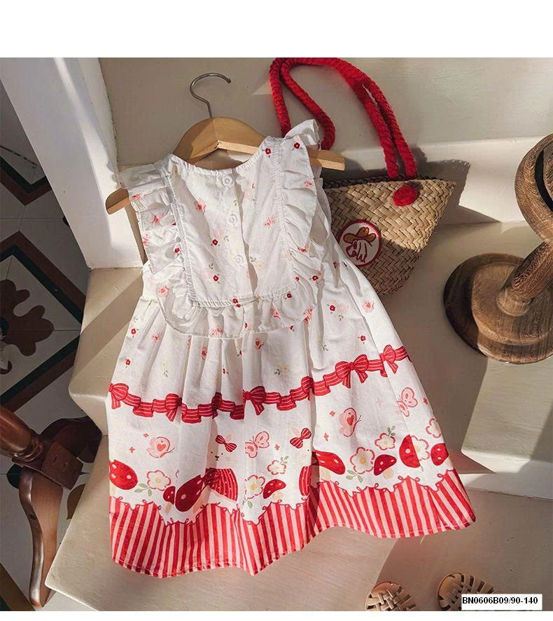 ĐẦM CÔNG CHÚA HỌA TIẾT ĐỎ