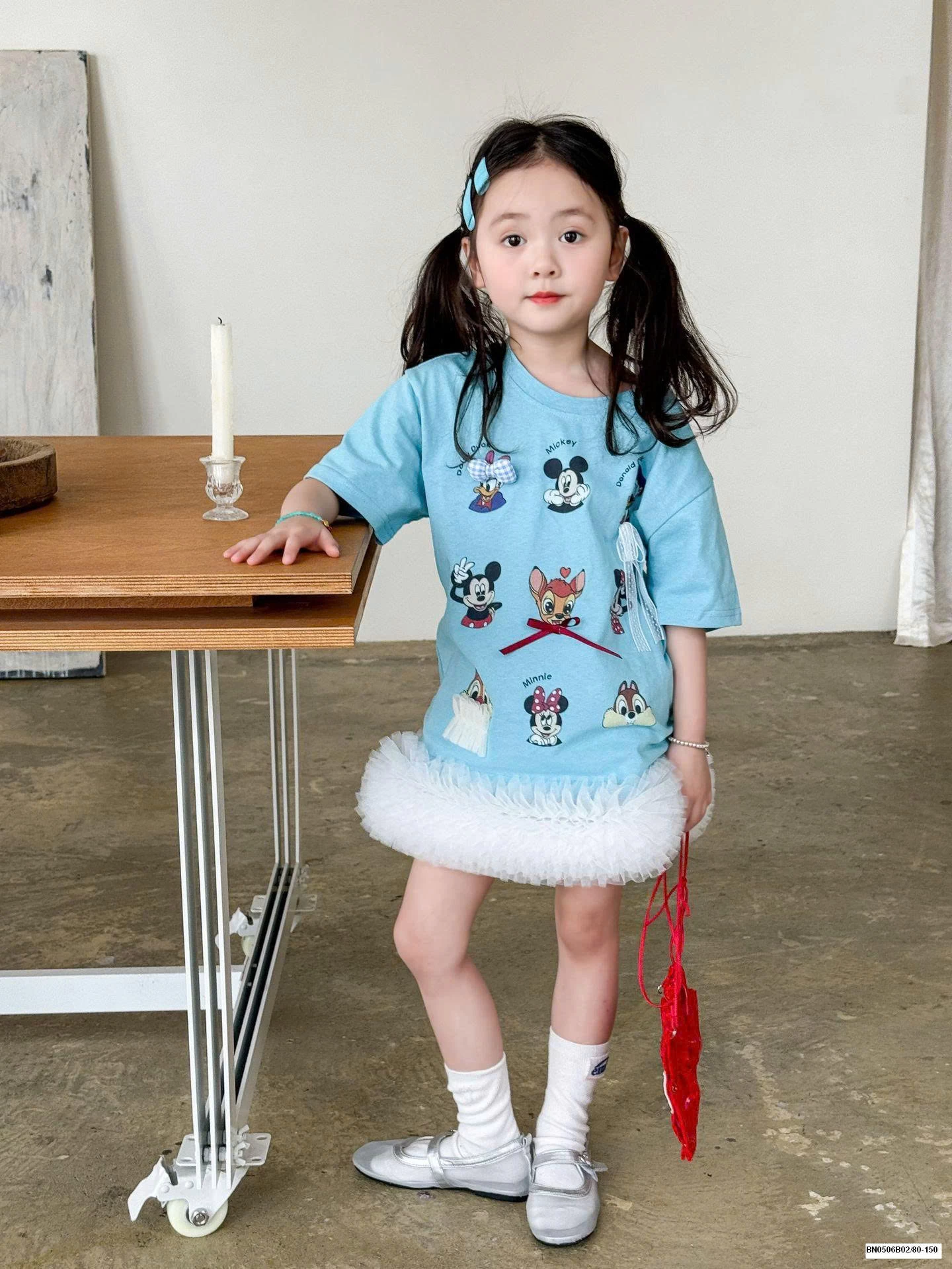 SET ÁO THUN XANH HOẠT HÌNH MIX CV TRẮNG