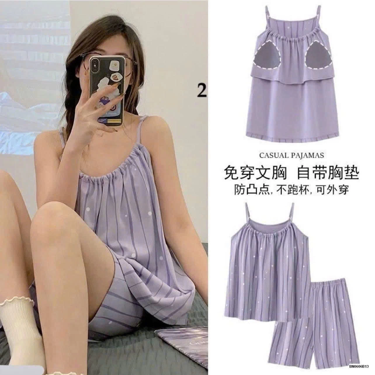 BỘ NGỦ 2 DÂY KÈM ĐỆM NGỰC CHO NỮ