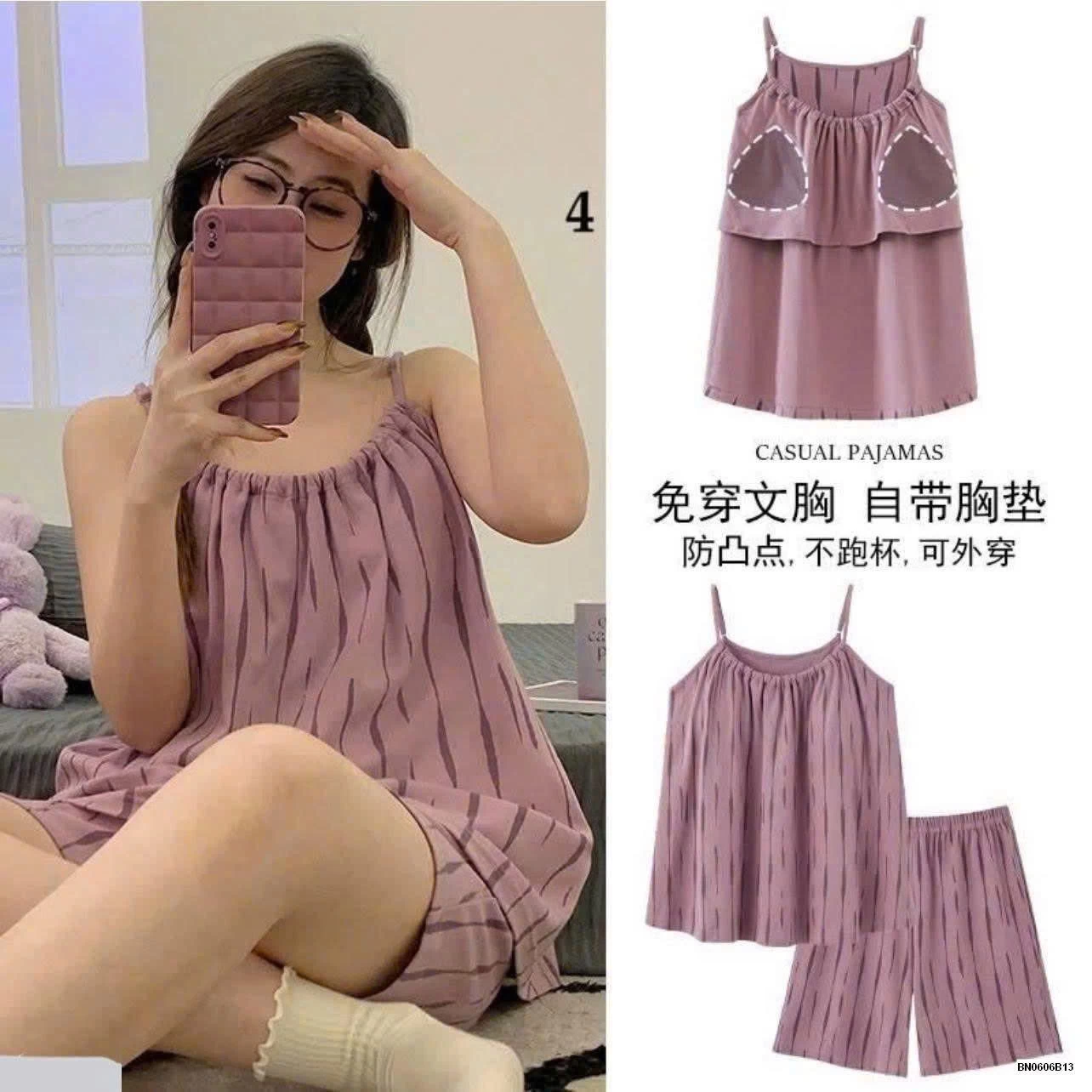 BỘ NGỦ 2 DÂY KÈM ĐỆM NGỰC CHO NỮ