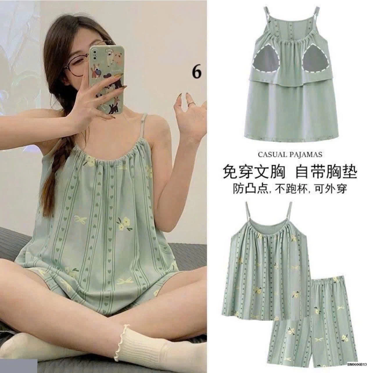 BỘ NGỦ 2 DÂY KÈM ĐỆM NGỰC CHO NỮ