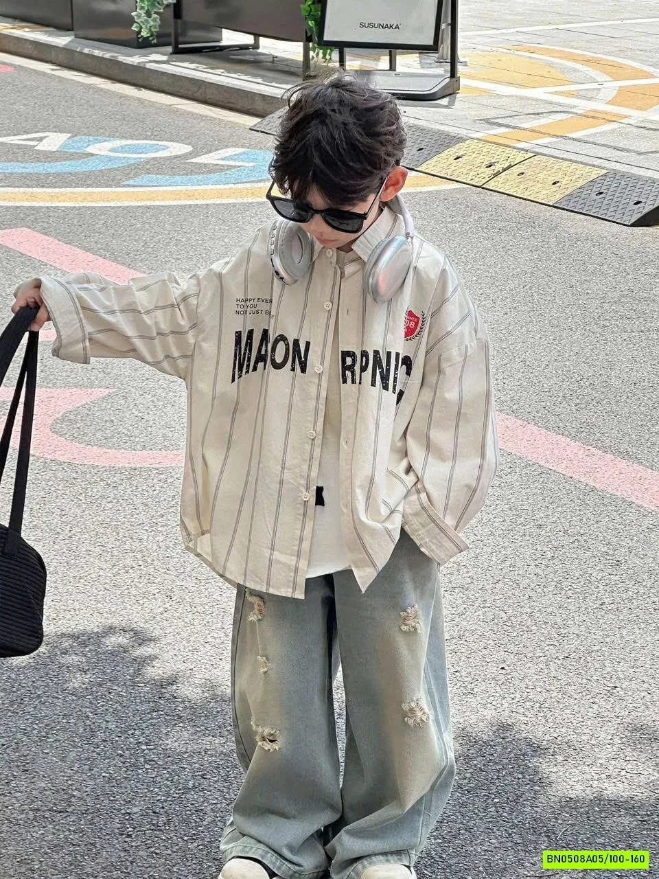 KHOÁC SƠ MI SỌC MIX JEANS SUÔNG