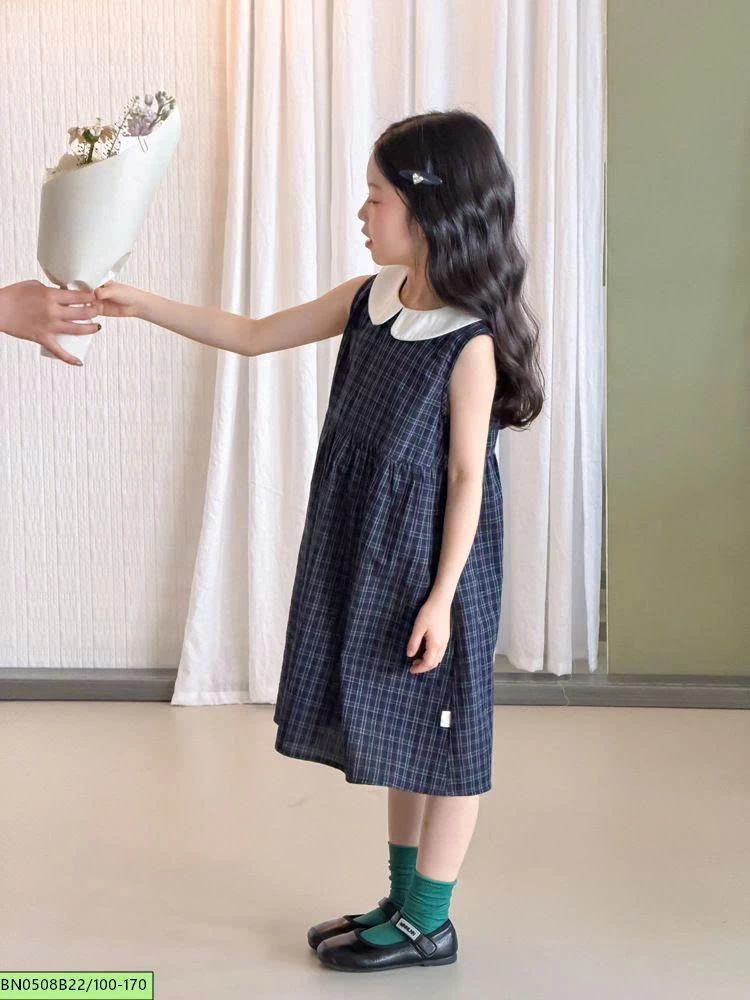 ĐẦM CARO XANH CỔ SEN AMBB  26C045
