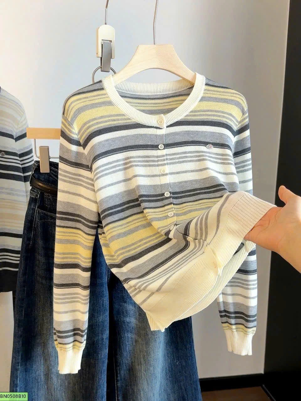 ÁO LEN CÚC KẺ PHỐI MÀU ANNA
