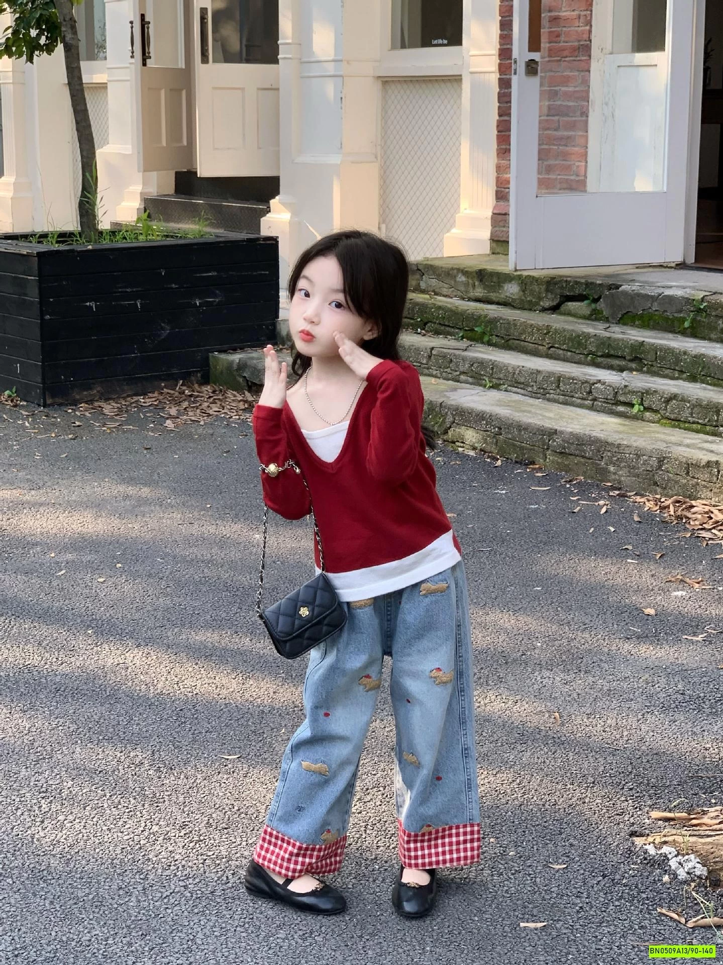 ÁO THUN GIẢ 2 LỚP MIX JEANS SUÔNG THÊU NỔI