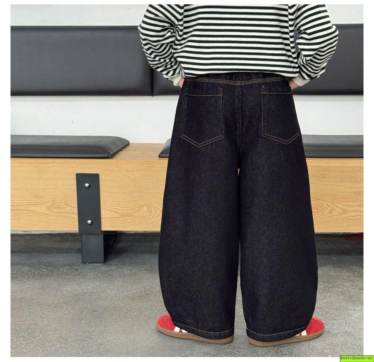 QUẦN DENIM ĐEN CHỈ NỔI  AOAOKIDS