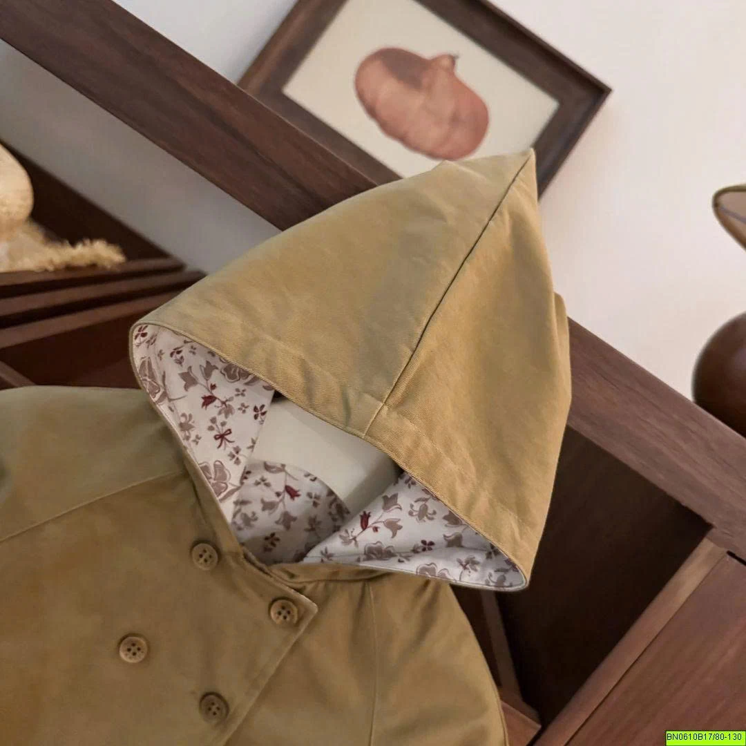 ÁO KHOÁC KAKI MẶT TRONG IN HOA LIỀN MŨ