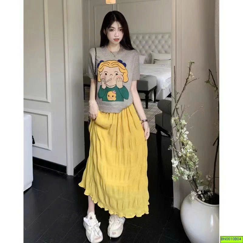 ÁO LEN NGẮN TAY IN HÌNH CÔ GÁI