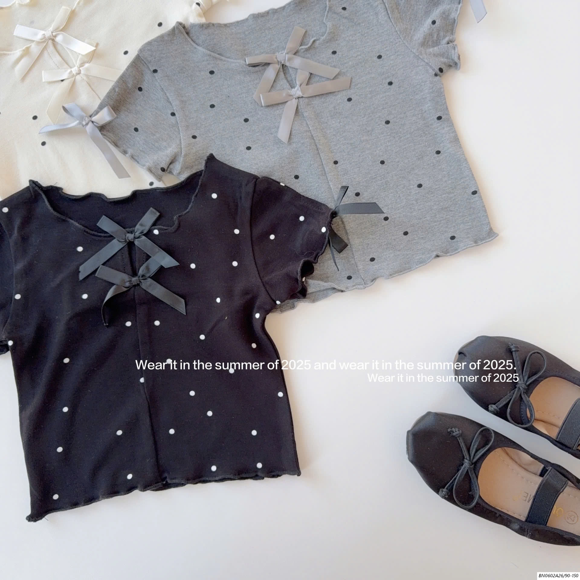 CROPTOP CHẤM BI TAG NƠ T&QKIDS