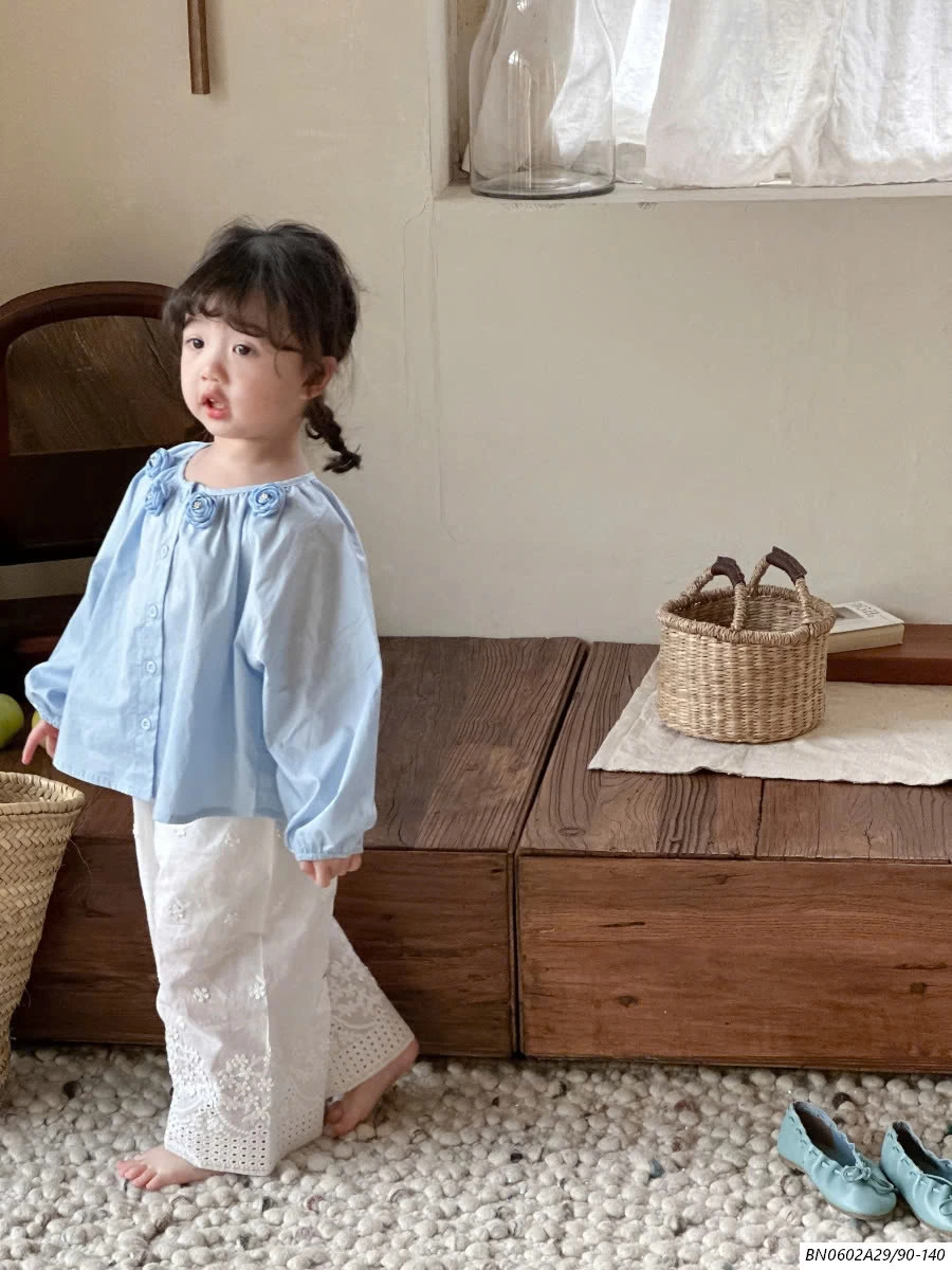 SƠ MI XANH MIX QUẦN SUÔNG TRẮNG