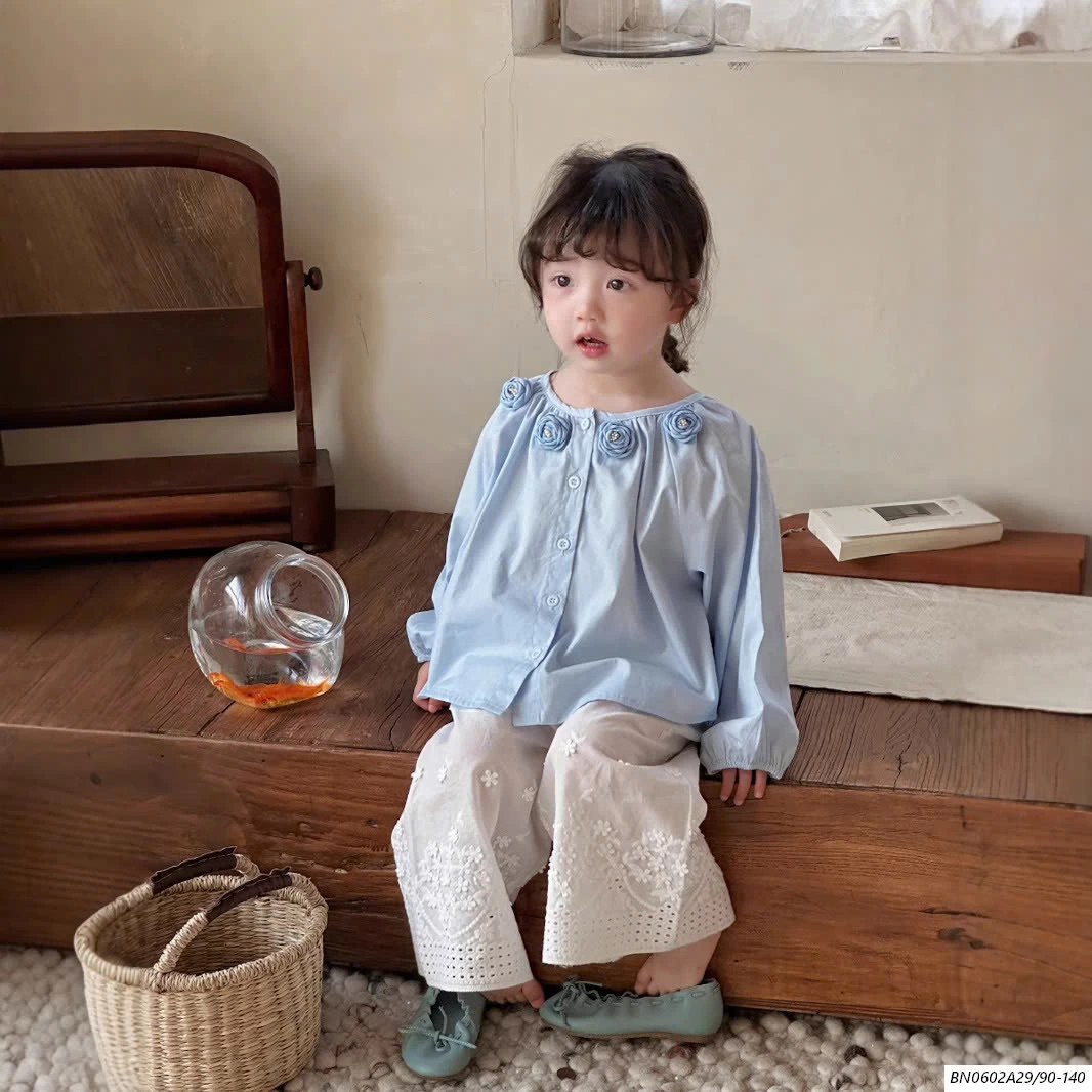 SƠ MI XANH MIX QUẦN SUÔNG TRẮNG