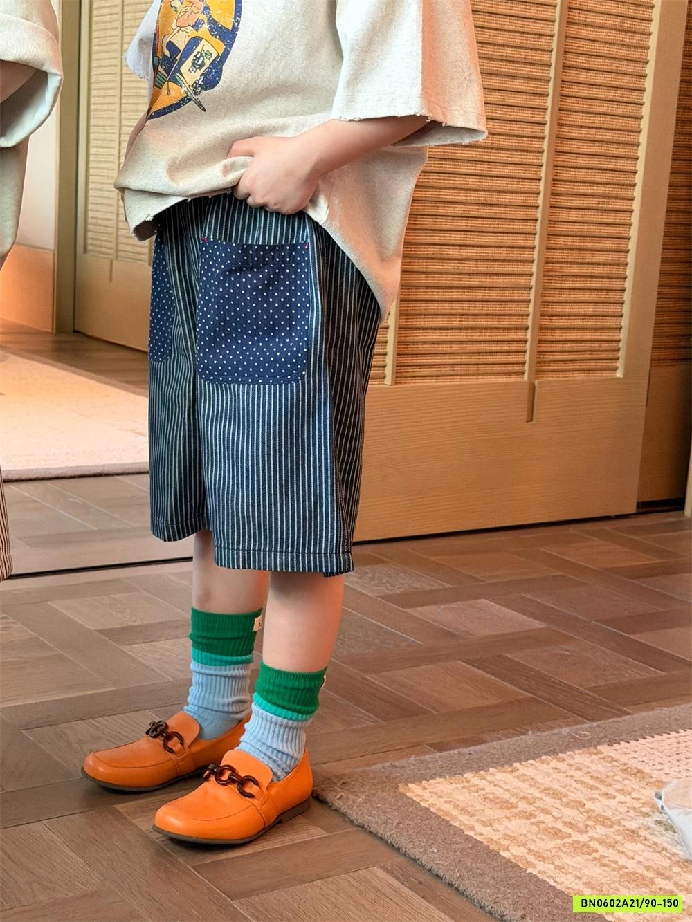 SHORT LỬNG KẺ SỌC PHỐI MÀU TÚI