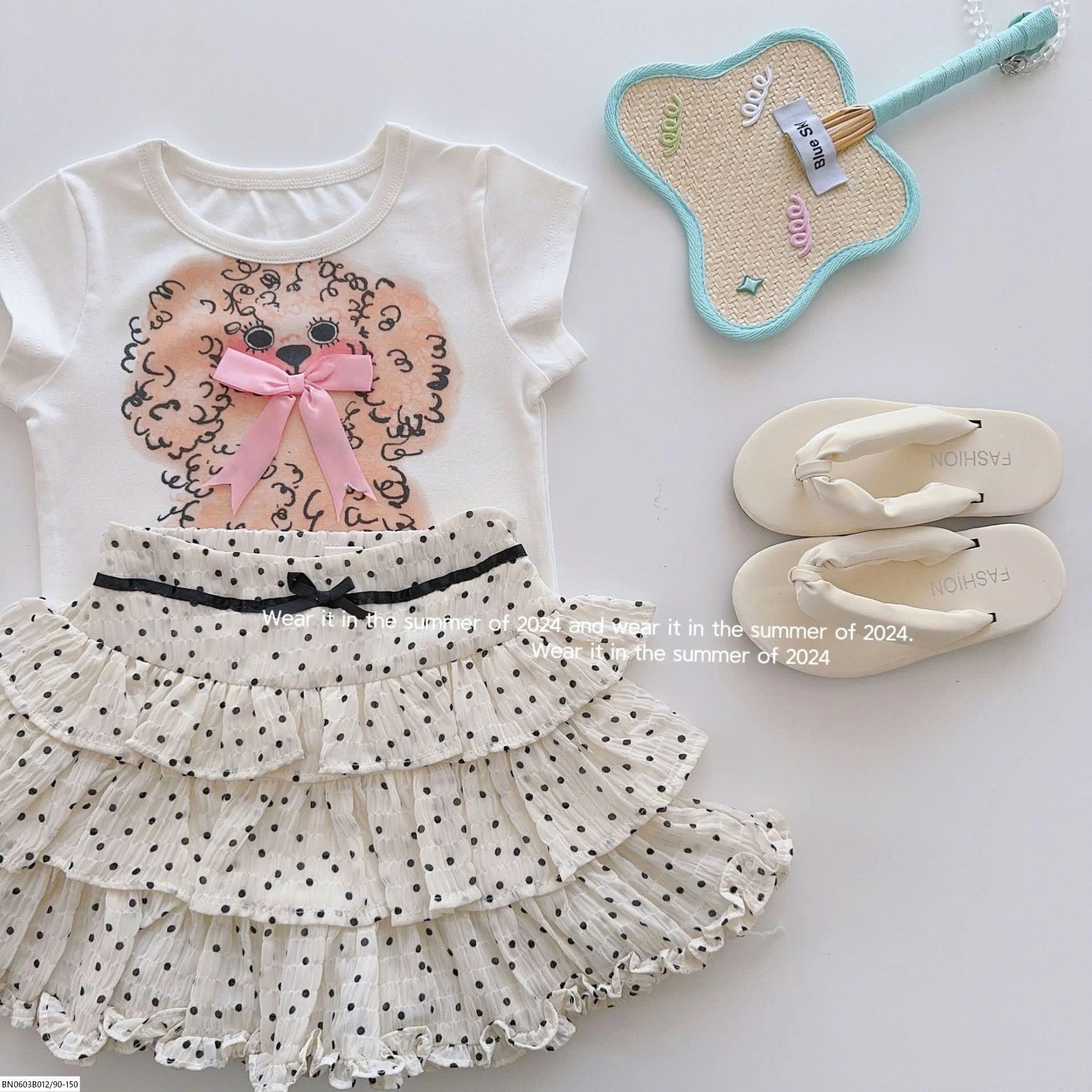 SÉT CHÂN VÁY XẾP LY MIX ÁO THUN CÚN   T&Q