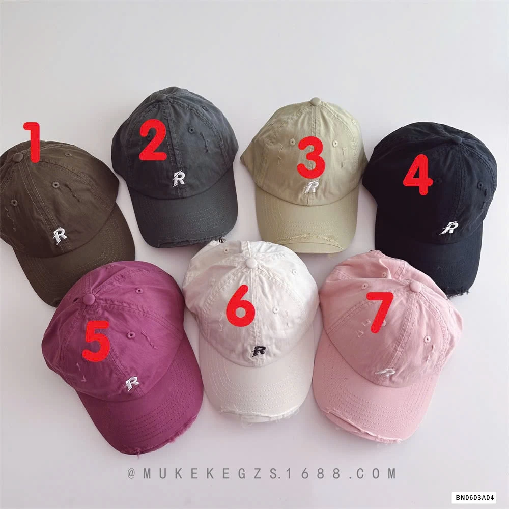 MŨ KẾT RÁCH THÊU CHỮ R