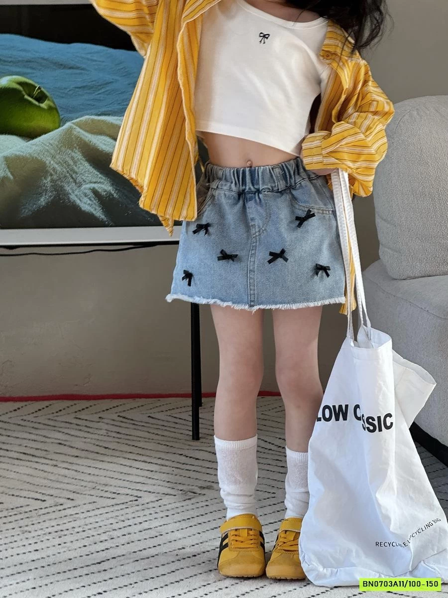 CHÂN VÁY JEANS GẮN NƠ YUKIDS