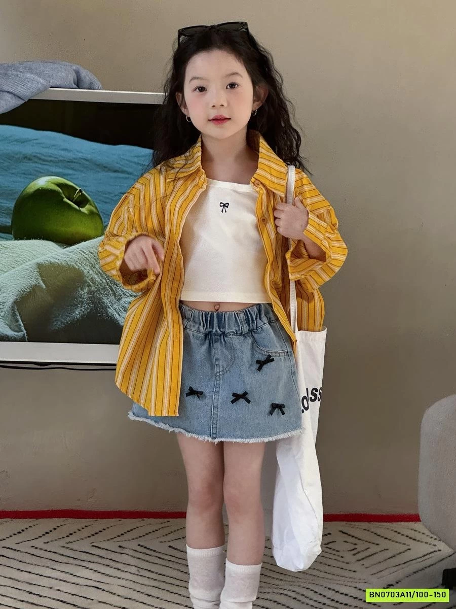 CHÂN VÁY JEANS GẮN NƠ YUKIDS