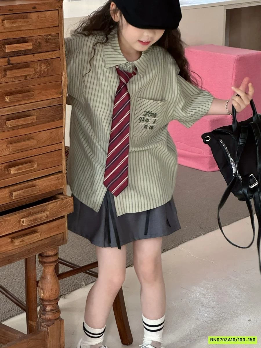 CHÂN VÁY XẾP LY NỮ SINH XÁM YUKIDS