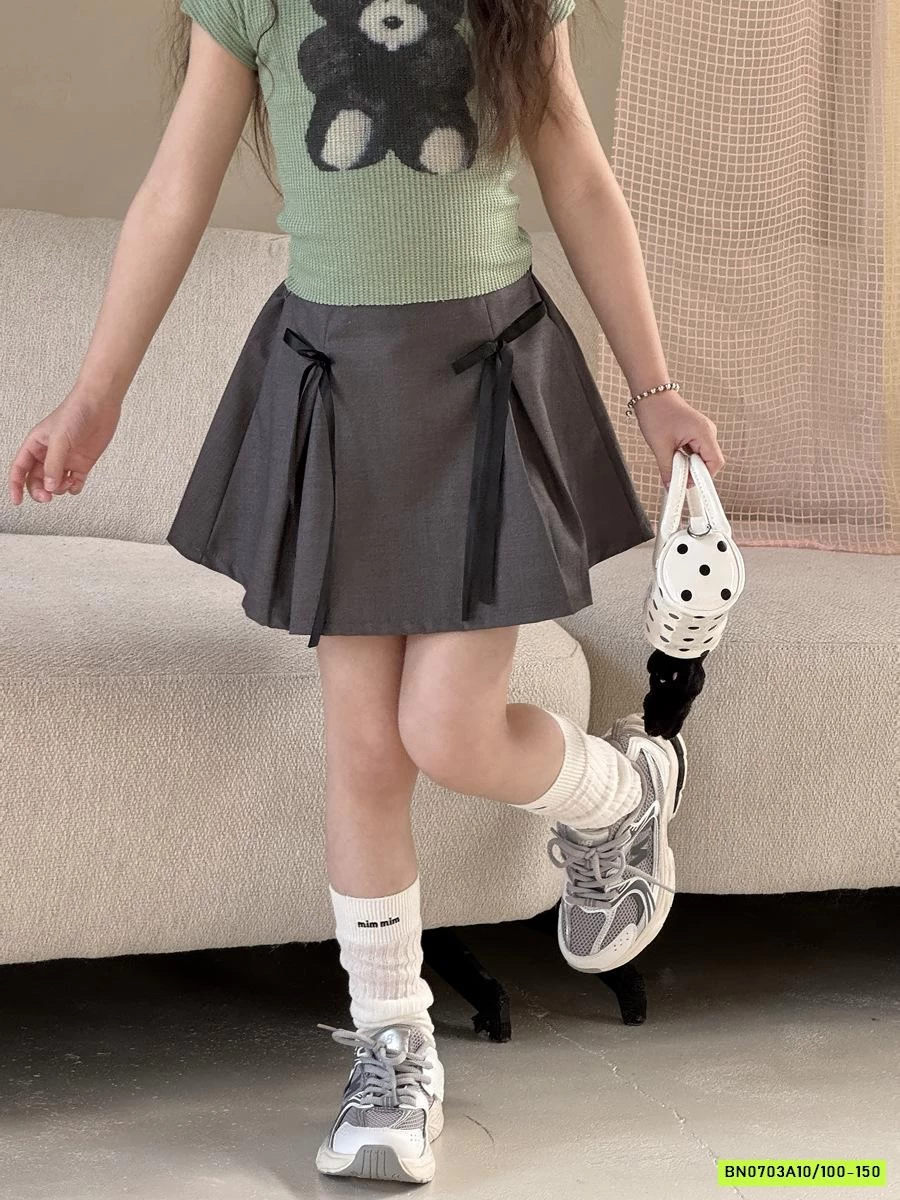 CHÂN VÁY XẾP LY NỮ SINH XÁM YUKIDS