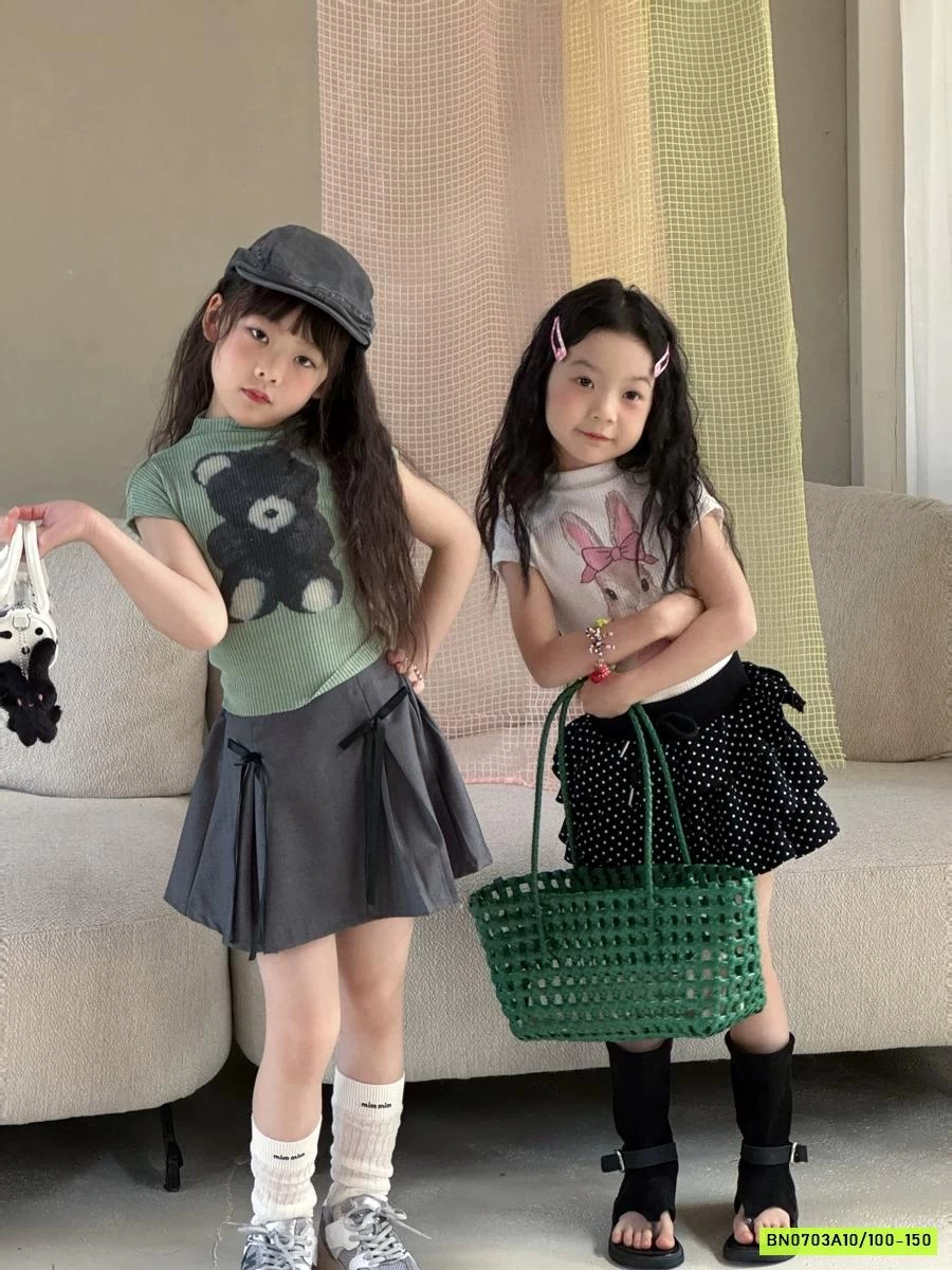 CHÂN VÁY XẾP LY NỮ SINH XÁM YUKIDS