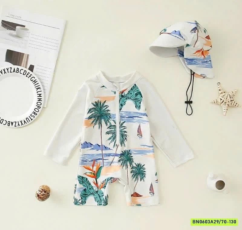 ĐỒ BƠI LIỀN THÂN KÈM MŨ CHO BÉ