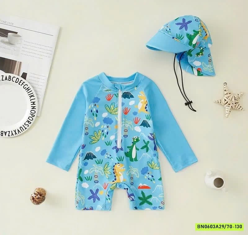 ĐỒ BƠI LIỀN THÂN KÈM MŨ CHO BÉ