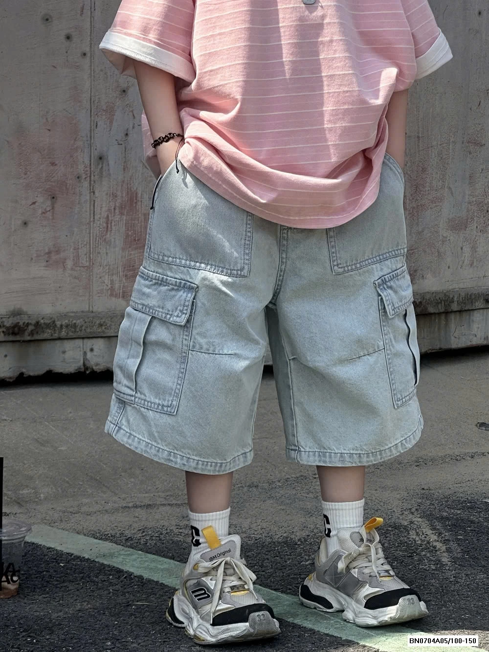 ÁO HỒNG KẺ MIX SHORT JEANS