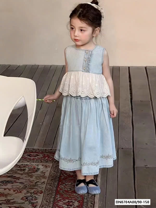 SÉT VÁY JEANS PHỐI REN