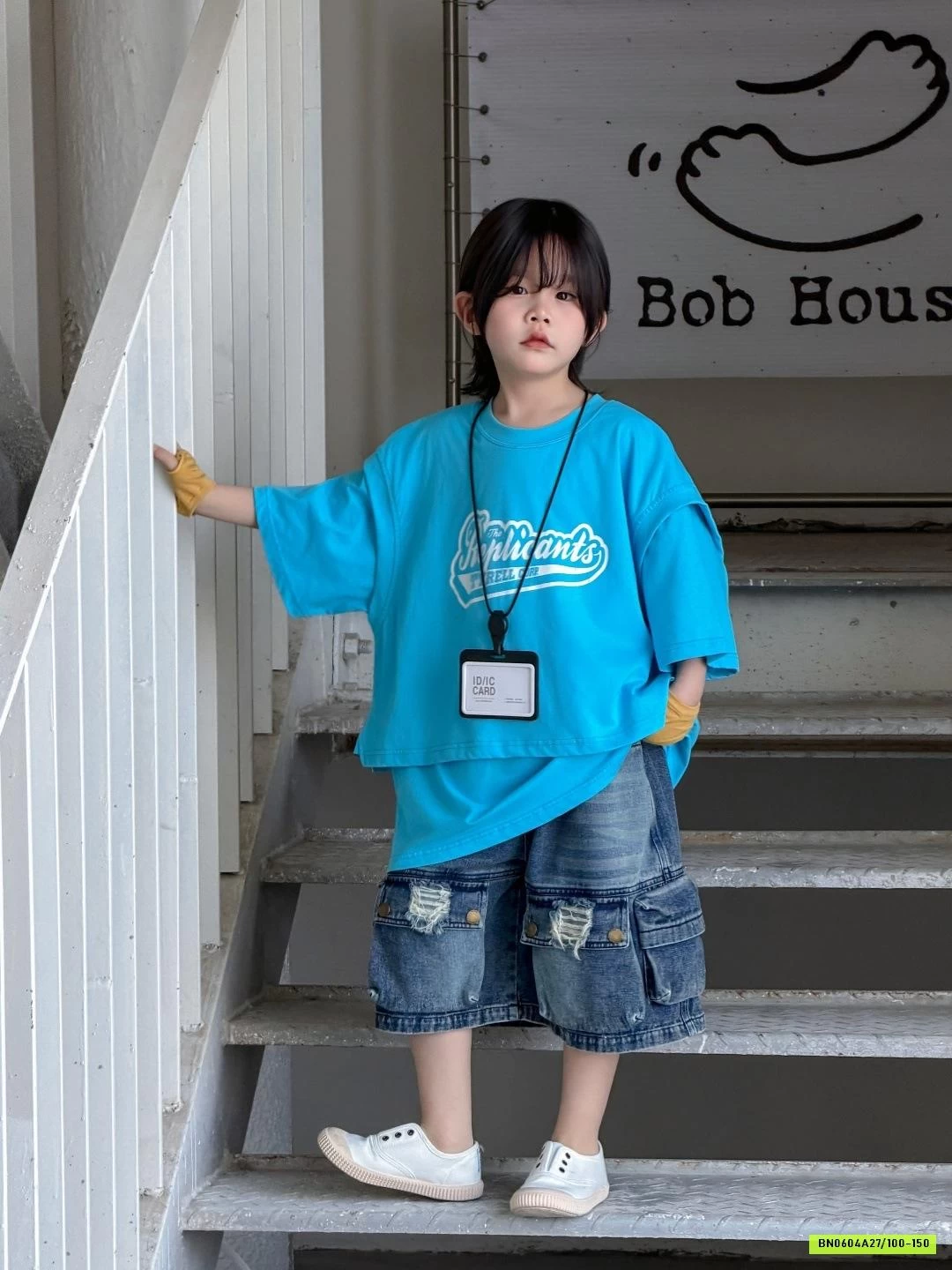 ÁO THUN XANH MIX SHORT JEANS TÚI HỘP