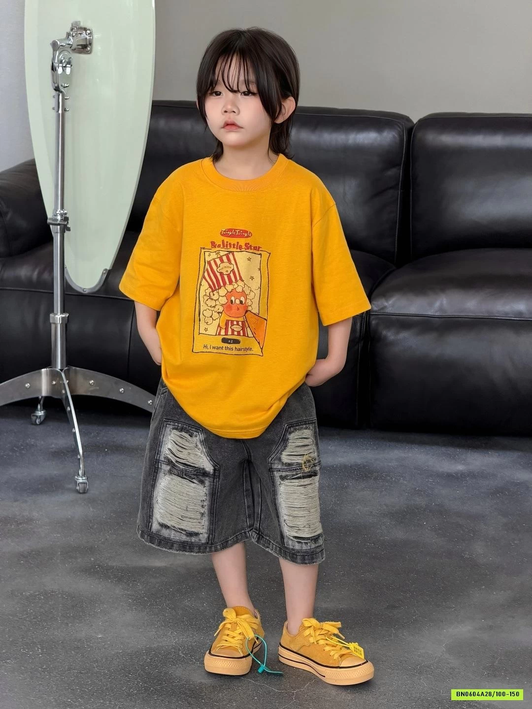 ÁO CAM MIX SHORT JEANS RÁCH