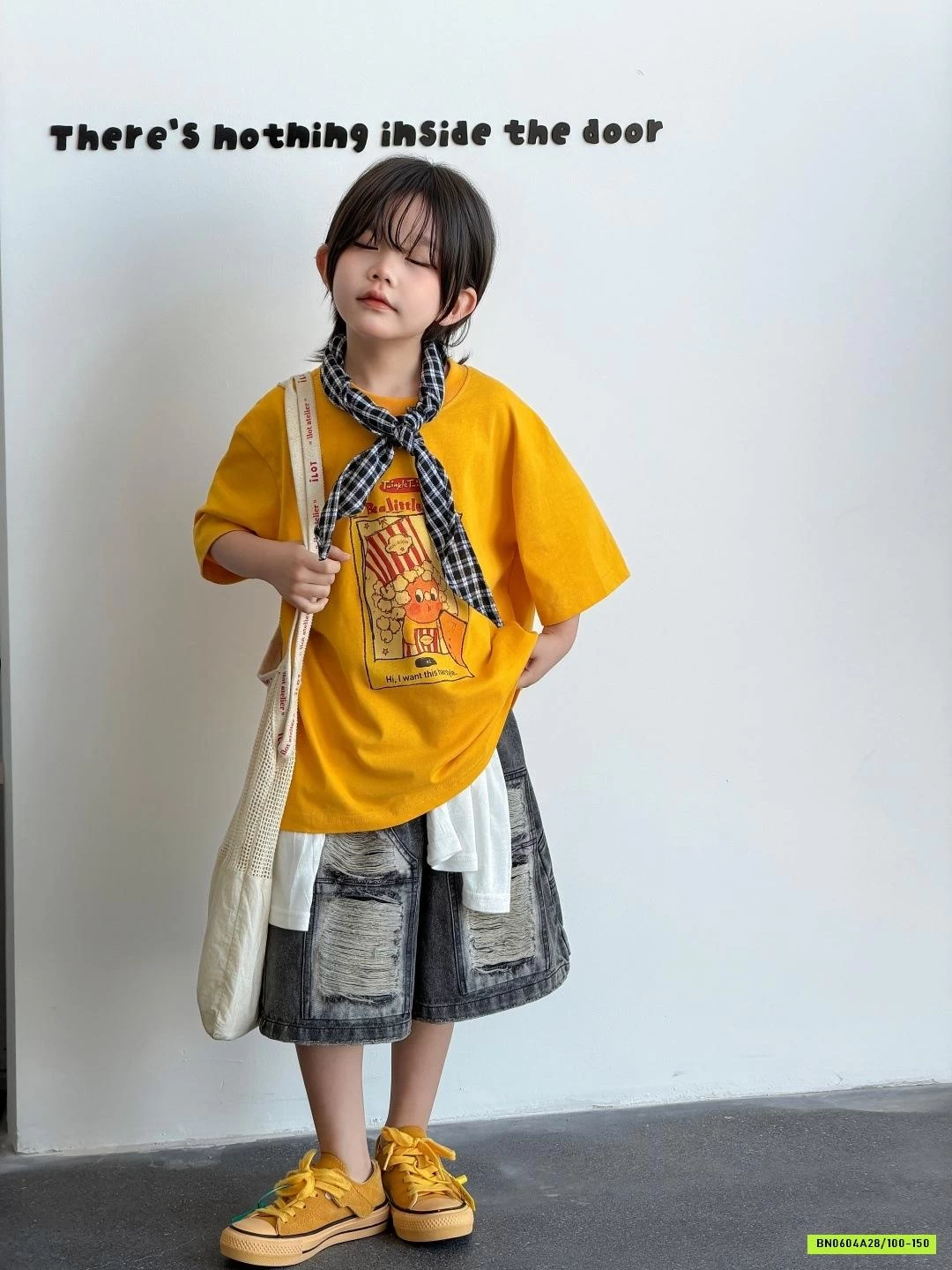 ÁO CAM MIX SHORT JEANS RÁCH