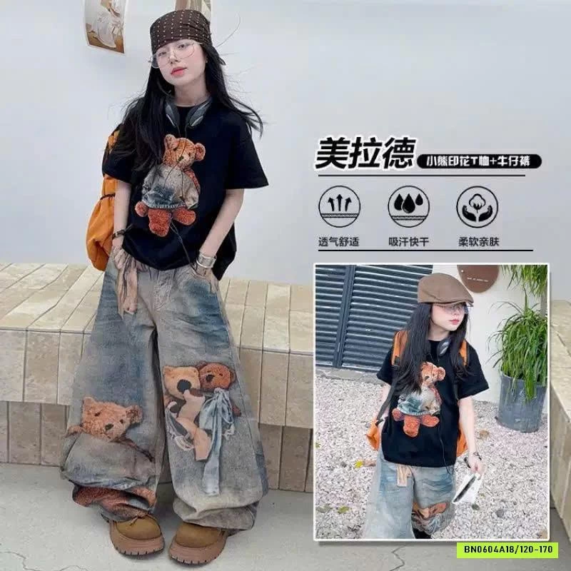 SÉT ÁO PHÔNG MIX JEANS GẤU