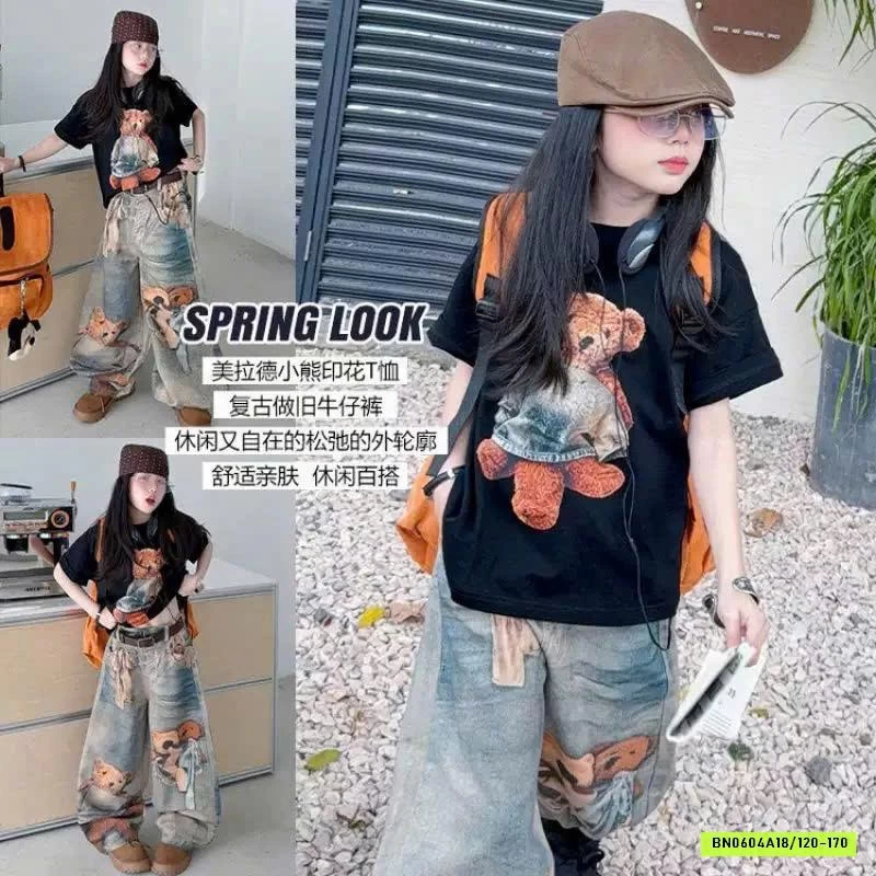 SÉT ÁO PHÔNG MIX JEANS GẤU