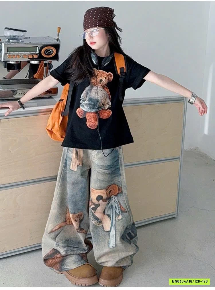 SÉT ÁO PHÔNG MIX JEANS GẤU