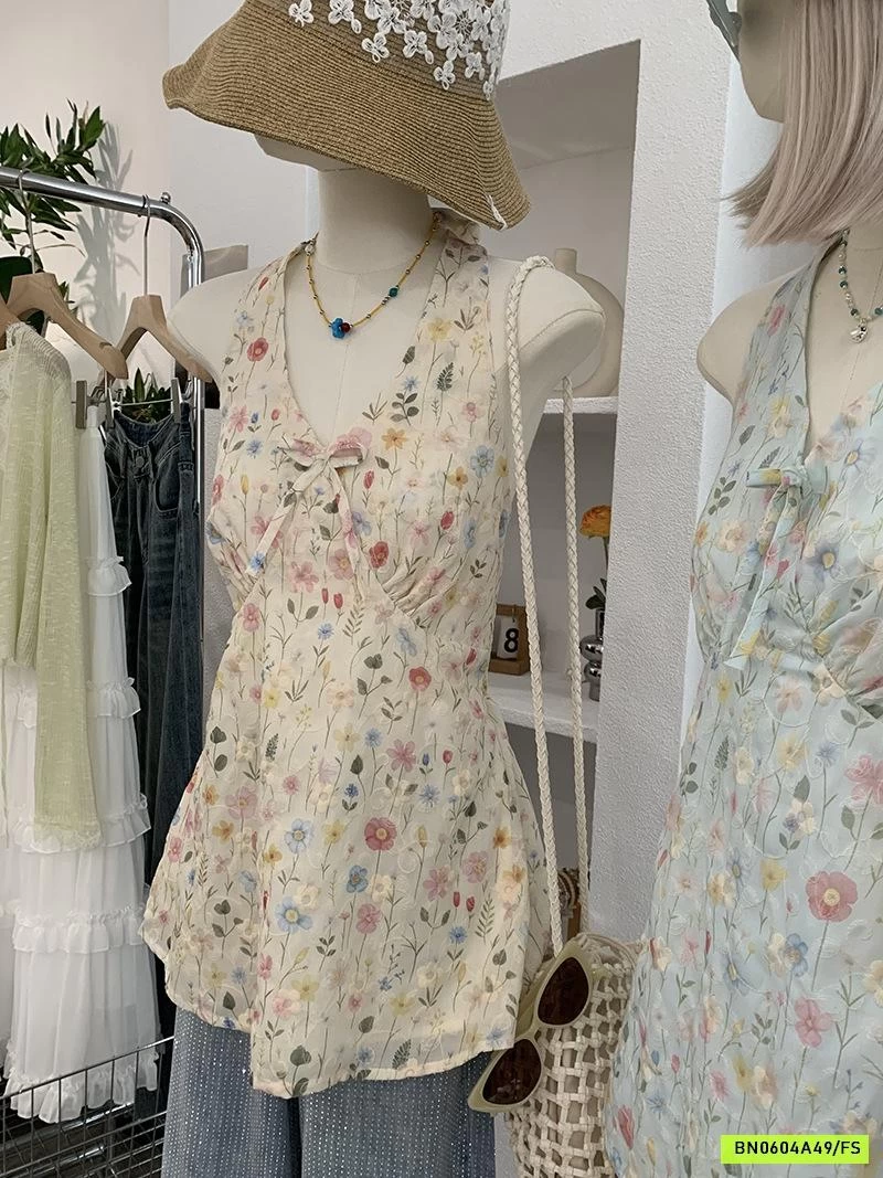 ÁO BABYDOLL THÊU HOA CỔ YẾM