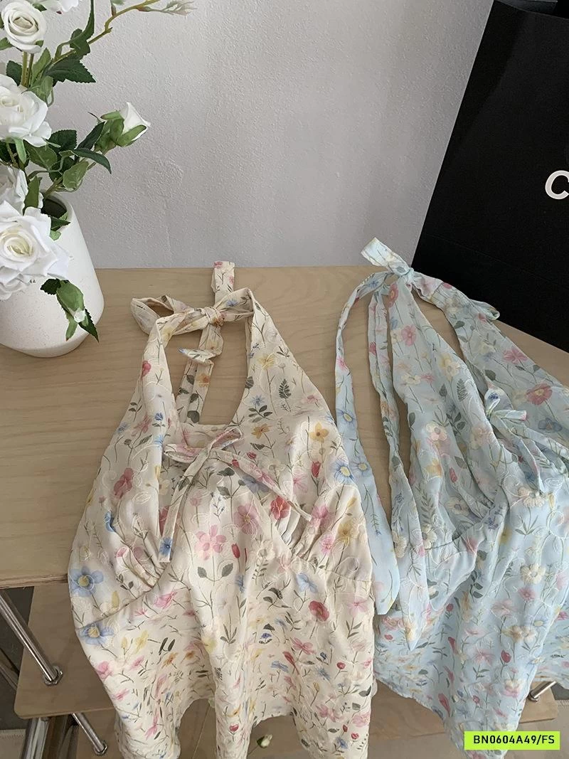 ÁO BABYDOLL THÊU HOA CỔ YẾM
