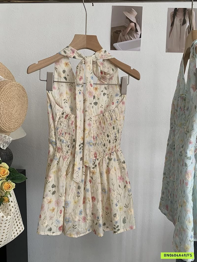 ÁO BABYDOLL THÊU HOA CỔ YẾM