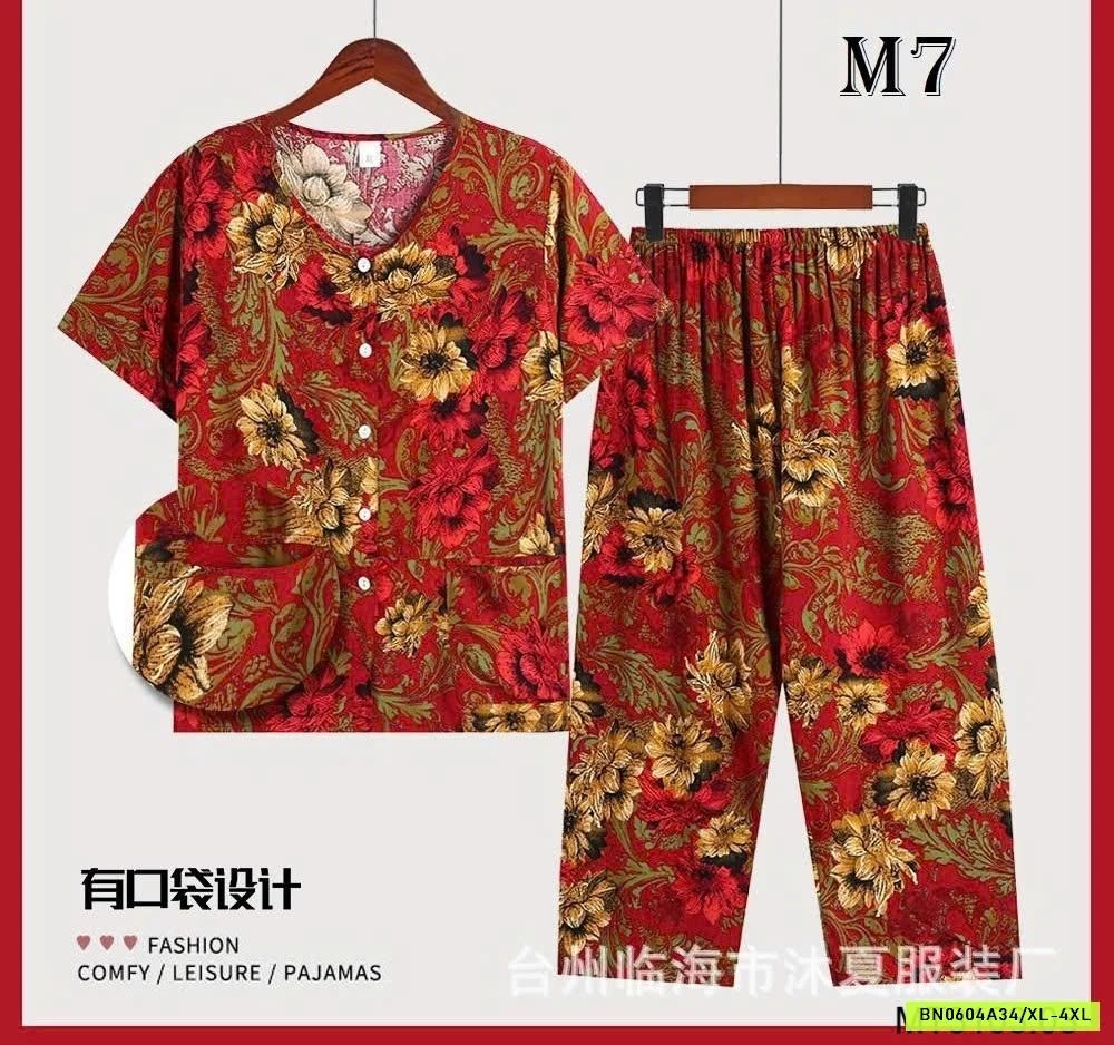 BỘ MẶC NHÀ HOẠ TIẾT HOA TRUNG NIÊN