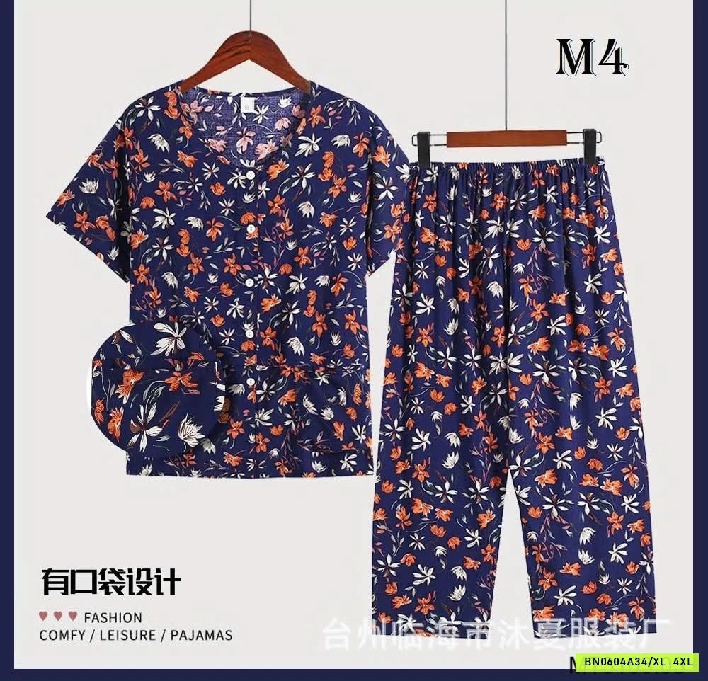 BỘ MẶC NHÀ HOẠ TIẾT HOA TRUNG NIÊN