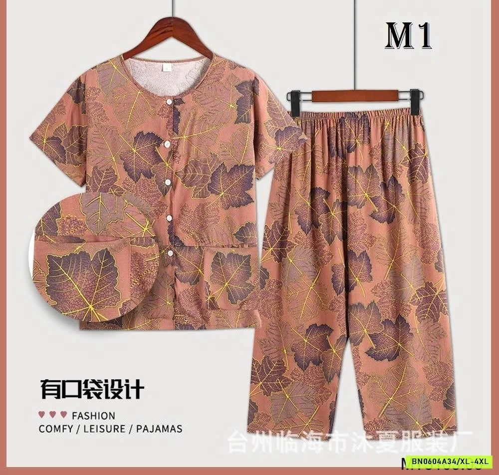 BỘ MẶC NHÀ HOẠ TIẾT HOA TRUNG NIÊN