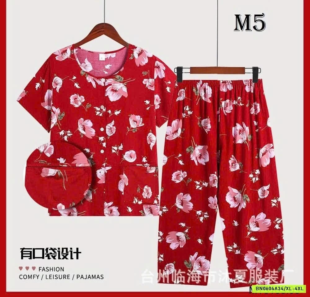 BỘ MẶC NHÀ HOẠ TIẾT HOA TRUNG NIÊN