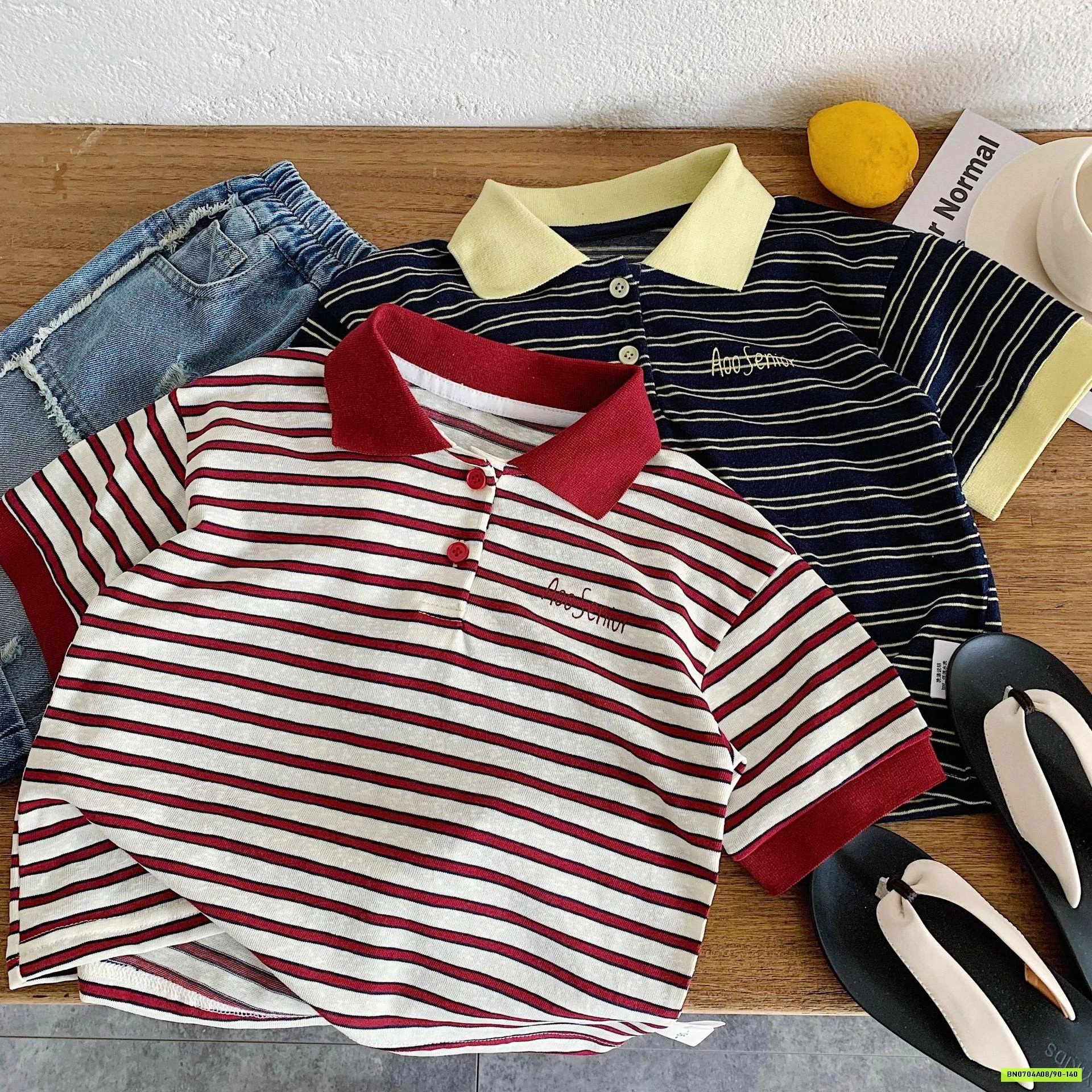 POLO KẺ NGANG PHỐI MÀU CỔ