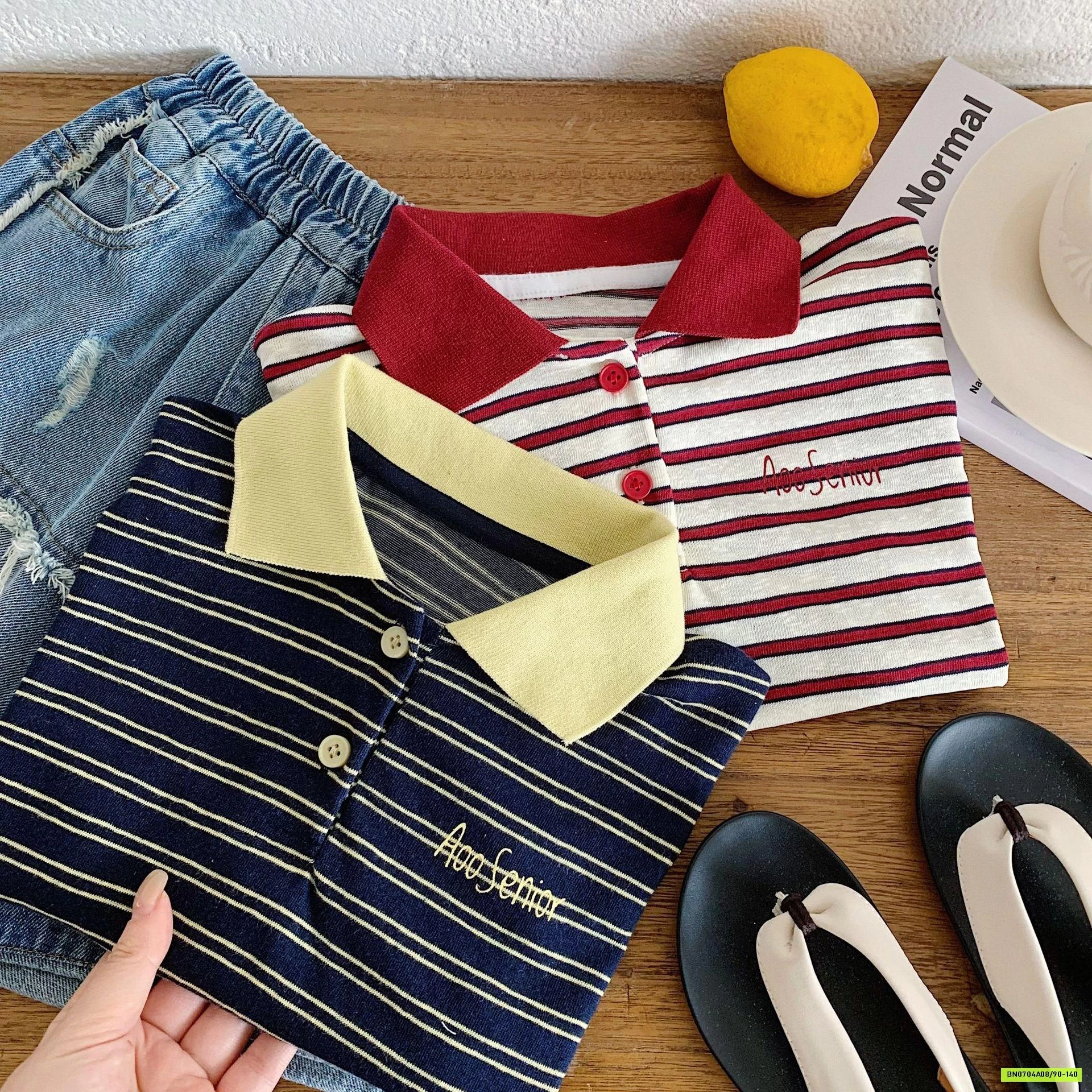 POLO KẺ NGANG PHỐI MÀU CỔ