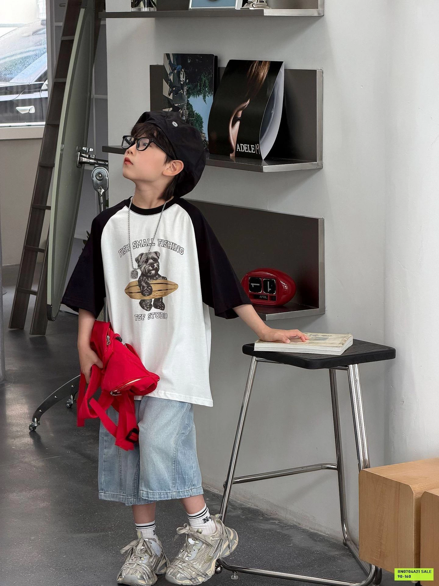 ÁO THUN GẤU PHỐI TAY ĐEN FANSHU