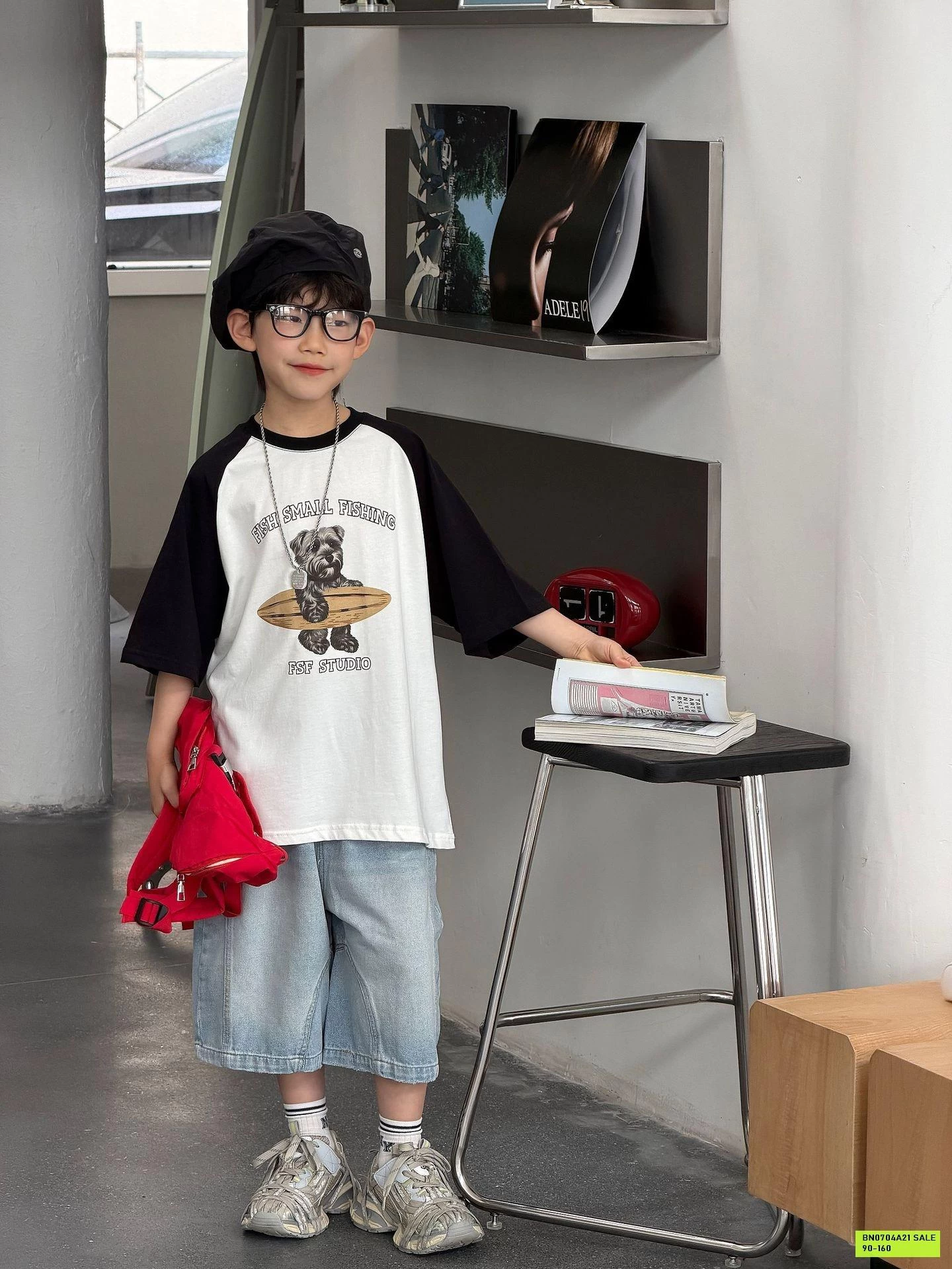 ÁO THUN GẤU PHỐI TAY ĐEN FANSHU