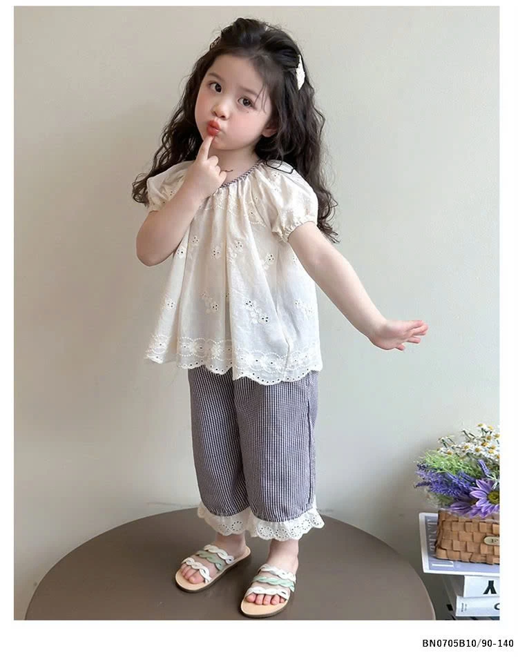 SÉT BABYDOLL QUẦN KẺ PHỐI REN