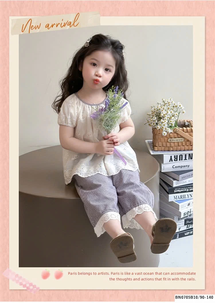 SÉT BABYDOLL QUẦN KẺ PHỐI REN